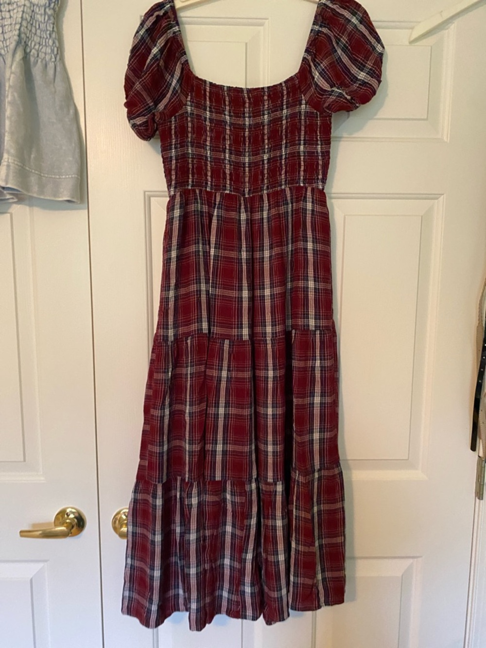 American Eagle Burgundy Navy Plaid Maxi Dress - Picture 5 of 6